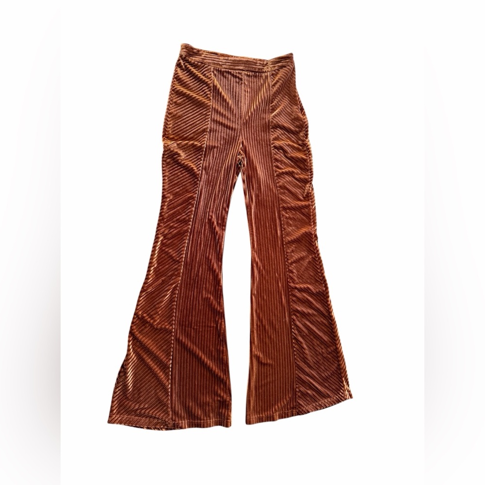 ✨Flying Tomato✨ Velvety Ribbed 70’s Vintage Retro Vibes Flare-Leg Pants - Rust